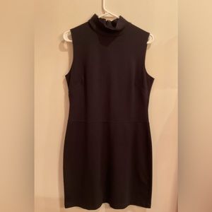 New York & Company black, sleeveless, mock neck dress.